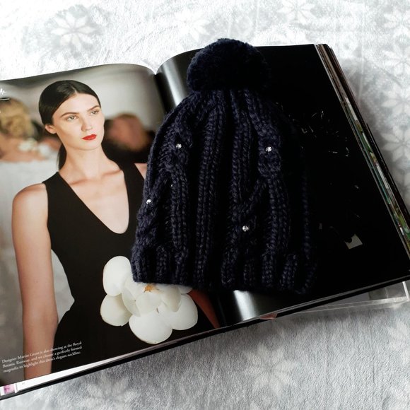 Roxy Girl Other - Roxy Girl black knit sparkle beanie pom pom hat